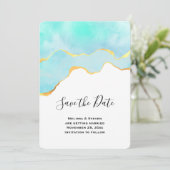 Save The Date Beau vert tropical avec Mariage frontière or (Debout devant)