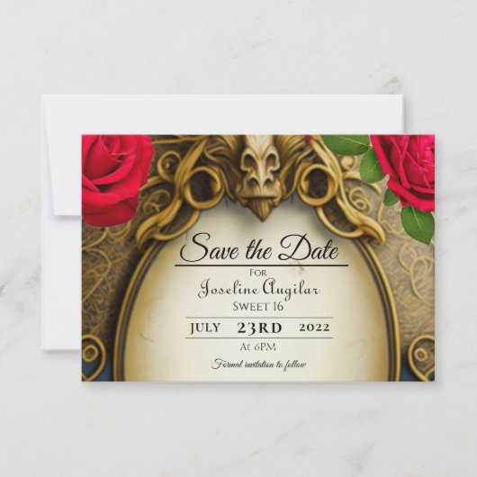 Save The Date Beauté et la Beast Sweet 16 Enregistrer la date (Devant)