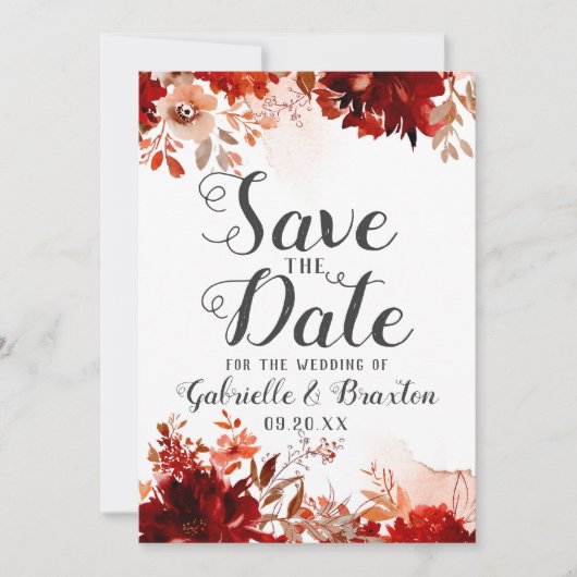 Save The Date Beauté rustique Aquarelle florale Enregistrer la d (Devant)