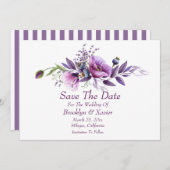 Save The Date Beaux Pavots Violets (Devant / Derrière)