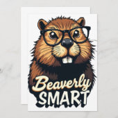 Save The Date Beaverly Smart - Drôle Castor avec lunettes Graphi (Devant / Derrière)
