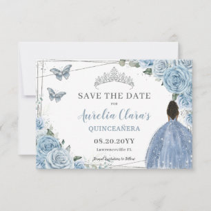 Save The Date Bébé Bleu Floral Quinceanera Doux 16 Brown fille