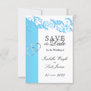 Save The Date Bébé bleu floral torse et blanc - Enregistrer la d