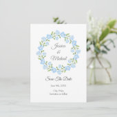 Save The Date Bébé bleu yeux aquarelle Floral Wreath (Debout devant)