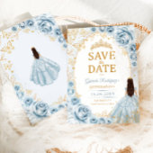 Save The Date Bébé Blue Or Fleurs Quinceanera