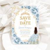 Save The Date Bébé Blue Or Fleurs Quinceanera