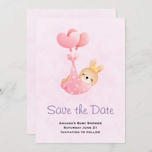Save The Date Bébé mignon dans une couverture de coeur Enregistr (Devant / Derrière)
