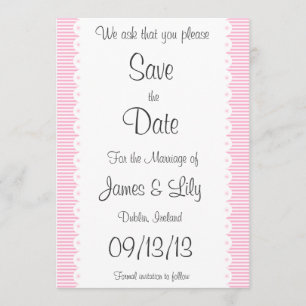 Save The Date Bébé Pink Pinstripes Enregistrer La Date Avis