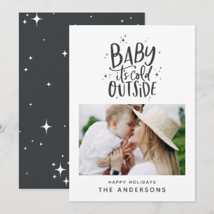 Save The Date Bébé son froid dehors typographie photo de Noël