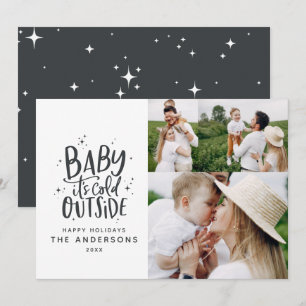 Save The Date Bébé son froid dehors typographie photo de Noël