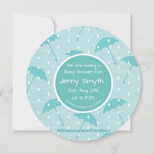 Save The Date Bébé sur nuage rose sous parapluie (Dos)