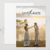 Save The Date Beige et Noir Élégant Mariage Épargnez la Date (Devant / Derrière)