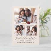 Save The Date Beige minimaliste à 4 photos (Debout devant)