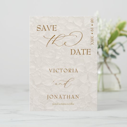 Save The Date Beige Neutral Simple Élégant Enregistrer La Date (Debout devant)