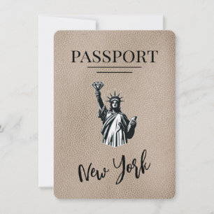 Save The Date Beige New York City Passeport Enregistrer La Date