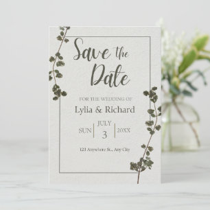Save The Date Beige Pastel Vert Élégante Fleur Élégante Enregist