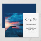 Save The Date Bel coucher de soleil sur un Mariage de lac de Cal (Devant / Derrière)