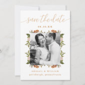 Save The Date Belle aquarelle Cadre photo Mariage vert (Devant)
