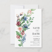 Save The Date Belle aquarelle Floral & Mariage de verdure (Devant)