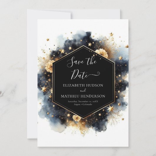Save The Date Belle aquarelle Mariage céleste (Devant)