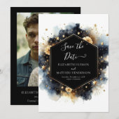 Save The Date Belle aquarelle Mariage céleste (Devant / Derrière)