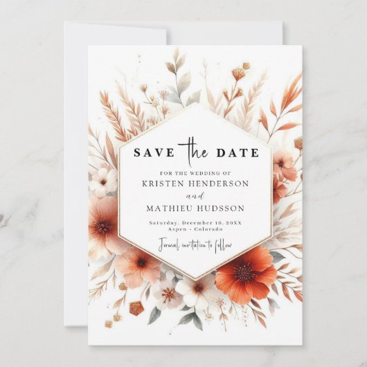 Save The Date Belle aquarelle Mariage en terre cuite (Devant)