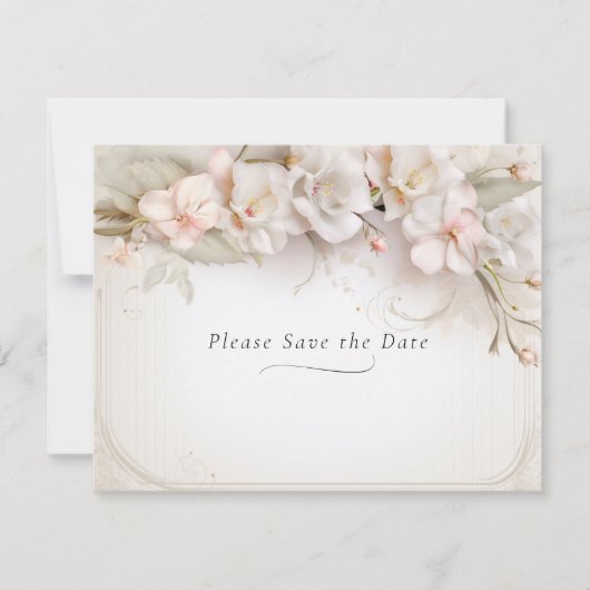 Save The Date Belle Aquarelle rose blanche Fleurs (Devant)