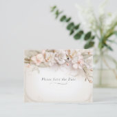 Save The Date Belle Aquarelle rose blanche Fleurs (Debout devant)