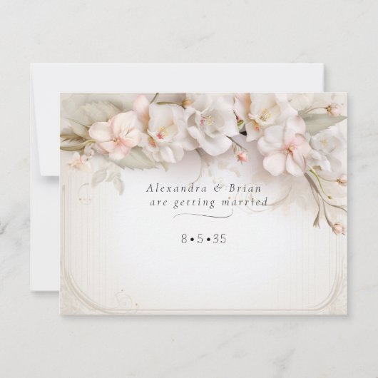 Save The Date Belle Aquarelle rose blanche Fleurs (Dos)