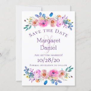 Save The Date Belle aquarelle rose romantique