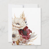 Save The Date Belle aquarelle Roses blanches Poppies bordeaux (Dos)