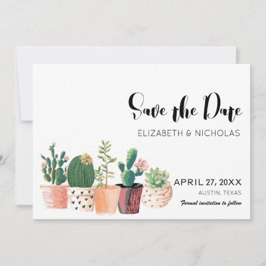 Save The Date Belle Cactus Photo Succulente Enregistrer La Date (Devant)