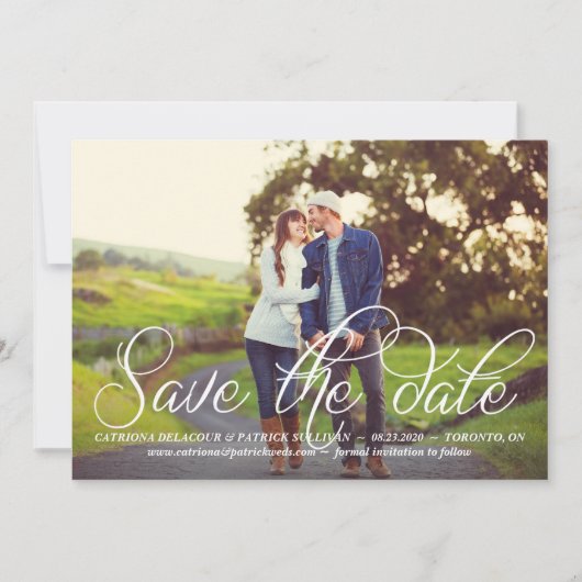 Save The Date Belle Calligraphie Script Photo Enregistrer la dat (Devant)