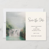 Save The Date Belle cascade d'un Mariage de Forêt Verte (Devant)