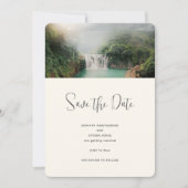 Save The Date Belle cascade d'un Mariage de Forêt Verte (Devant)