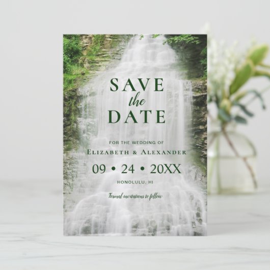 Save The Date Belle cascade Mariage naturel (Debout devant)
