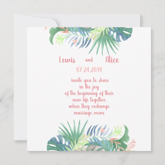 Save The Date Belle Conte Fée Pour Deux Flamants roses Fleur Tro (Dos)