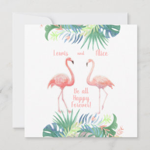 Save The Date Belle Conte Fée Pour Deux Flamants roses Fleur Tro