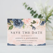 Save The Date Belle Elégante Marine Floral Gold Blush (Debout devant)