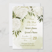 Save The Date belle fleurs blanches vert feuille botanique (Devant)