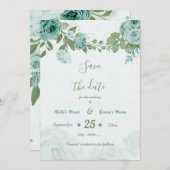 Save The Date belle fleurs bleues verdure botanique (Devant / Derrière)