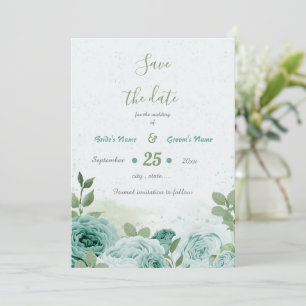 Save The Date belle fleurs bleues verdure botanique