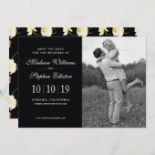 Save The Date Belle florale noire - Sauvez la date (Devant / Derrière)