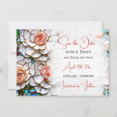 Save The Date Belle mosaïque Mariage en verre et carrelage (Devant)