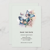 Save The Date Belle papillons et Mariage de fleurs (Devant / Derrière)