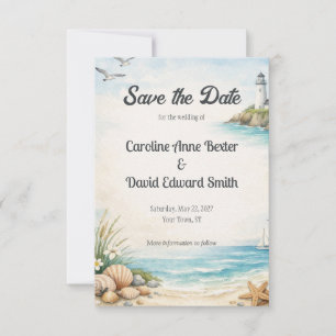 Save The Date Belle peinture aquarelle de bord de mer côtier