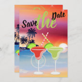 Save The Date Belle plage Sunset Margarita Love Mariage (Devant / Derrière)