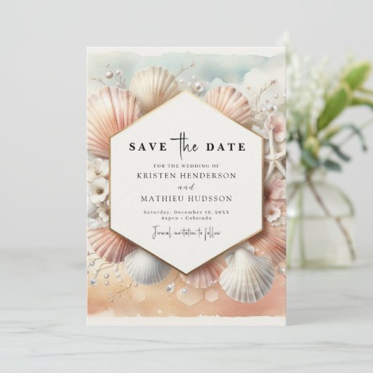 Save The Date Belle Plage Whimsical Mariage (Debout devant)
