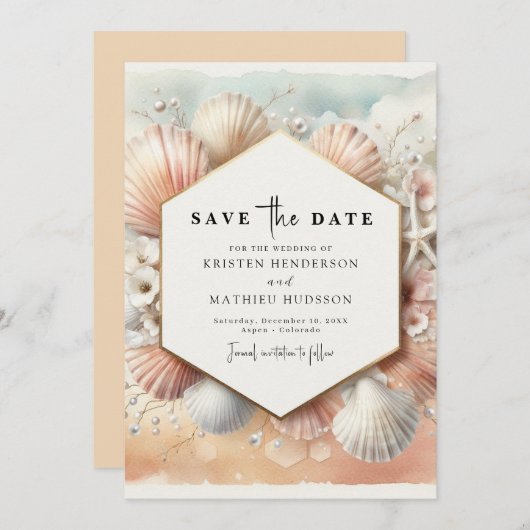 Save The Date Belle Plage Whimsical Mariage (Devant / Derrière)