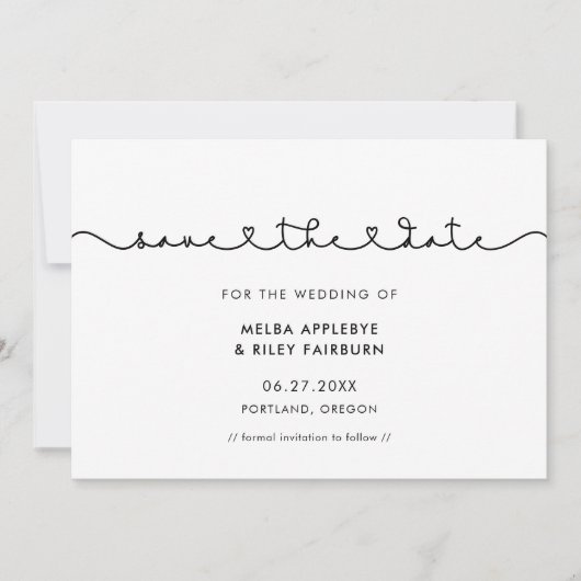 Save The Date Belle police de coeur de connexion (Devant)